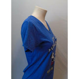 Mickey & Minnie Disney Store V Neck Blue S/S Graphic Women's T Shirt Size Medium