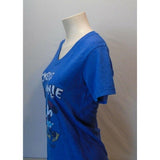 Mickey & Minnie Disney Store V Neck Blue S/S Graphic Women's T Shirt Size Medium