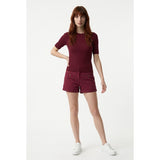 Blue Crush Women's Size 5 Burgundy Low Rise Stretch 5 Pocket Cut Off Jean Shorts