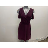 Star Vixen Women's Purple Wrap Short Sleeve V Neck Dress Size P-Medium Polyester Blend NEW