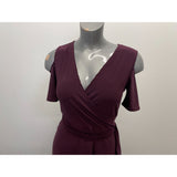 Star Vixen Women's Purple Wrap Short Sleeve V Neck Dress Size P-Medium Polyester Blend NEW
