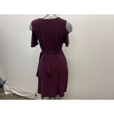 Star Vixen Women's Purple Wrap Short Sleeve V Neck Dress Size P-Medium Polyester Blend NEW