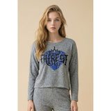 Disney Women's Grey Long Sleeve Fairest Castle Slit Back Shirt Size Large Cotton