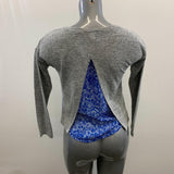 Disney Women's Grey Long Sleeve Fairest Castle Slit Back Shirt Size Large Cotton