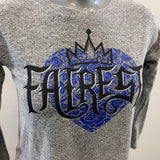 Disney Women's Grey Long Sleeve Fairest Castle Slit Back Shirt Size Large Cotton