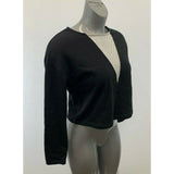 Askya Women's Size XS Top NEW Black White Mesh V Long Sleeve Scoop Neck Cropped