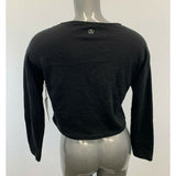 Askya Women's Size XS Top NEW Black White Mesh V Long Sleeve Scoop Neck Cropped