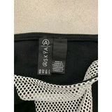 Askya Women's Size XS Top NEW Black White Mesh V Long Sleeve Scoop Neck Cropped