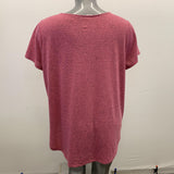 Maurices 24/7 Womens Size 1 T Shirt PInk Round Short Sleeve V Neck Polyester/Linen Tee