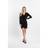 Libby Women's Cowl Neck Bodycon Dress Size Large Black Long Sleeve