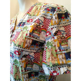White Cross Women's Noah's Ark Theme Button Down Scrub Top Size S