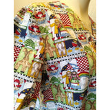White Cross Women's Noah's Ark Theme Button Down Scrub Top Size S