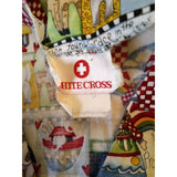 White Cross Women's Noah's Ark Theme Button Down Scrub Top Size S