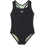 Speedo Girl's Swimsuit One Piece Closed Racerback size 4 NWT