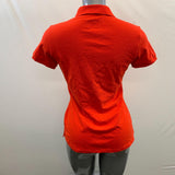HBC Sport Women's Red Collared T-Shirt with Buttons Fox Logo on Left Top Side Size Medium Cotton