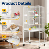 VIVOHOME 54 Inch Metal Bird Cage with Rolling Stand Slide-out Tray