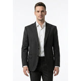 HUGO BOSS Mens Virgin Wool Blend Single Breast Suit Jacket Black Striped 45W 40R