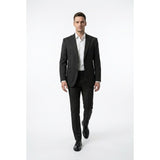 HUGO BOSS Mens Virgin Wool Blend Single Breast Suit Jacket Black Striped 45W 40R