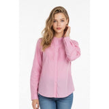 Levi Strauss Signature Women's small Mandarin Collar Pleated Blouse