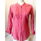 Levi Strauss Signature Women's small Mandarin Collar Pleated Blouse