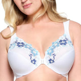 Glamorise 1241 Front-Close Wonderwire Full Coverage 36G Bra White/Blue NWOT