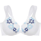 Glamorise 1241 Front-Close Wonderwire Full Coverage 36G Bra White/Blue NWOT