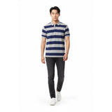 Tommy Hilfiger Pique Polo Shirt Men's Size XL Gray Blue Striped Box Logo