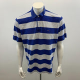 Tommy Hilfiger Pique Polo Shirt Men's Size XL Gray Blue Striped Box Logo