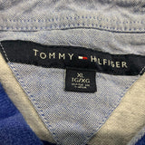 Tommy Hilfiger Pique Polo Shirt Men's Size XL Gray Blue Striped Box Logo