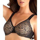 Olga Womens Sheer Leaves Minimizer Bra Style-35519 Black/Beige 42D NWT