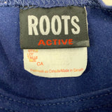 Roots Active Top Women's Size XL Blue White Short Sleeve Cotton Spandex Cropped