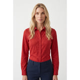 Northern Reflections Women's Button Up Polyester Shirt Size Small Red Long Sleev