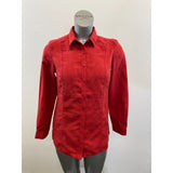Northern Reflections Women's Button Up Polyester Shirt Size Small Red Long Sleev