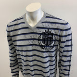 Buffalo David Bitton Men's Grey Striped Long Sleeve Sweatshirt (See Size Measurements)