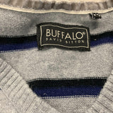 Buffalo David Bitton Men's Grey Striped Long Sleeve Sweatshirt (See Size Measurements)