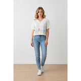 Go Nutz Crop Top Women's Small Beach Scene Cotton White