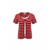 Allison Daley Women's Medium Red White Striped Short Sleeve Scoop Neck Top