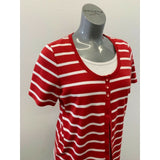 Allison Daley Women's Medium Red White Striped Short Sleeve Scoop Neck Top