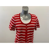 Allison Daley Women's Medium Red White Striped Short Sleeve Scoop Neck Top