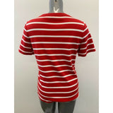 Allison Daley Women's Medium Red White Striped Short Sleeve Scoop Neck Top