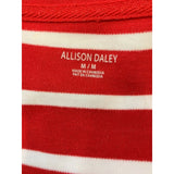 Allison Daley Women's Medium Red White Striped Short Sleeve Scoop Neck Top