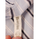 Bluenotes Women's Off The Shoulder 3/4 Sleeve Top Size Medium Blue White Striped