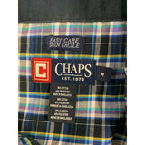 Chaps Men's Medium Blue Purple Plaid Short Sleeve Button Up Cotton/Poly Shirt