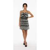 Dex Womens Size XS Dress Black White Pattern Spaghetti Strap Elastic Waist