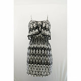 Dex Womens Size XS Dress Black White Pattern Spaghetti Strap Elastic Waist