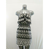 Dex Womens Size XS Dress Black White Pattern Spaghetti Strap Elastic Waist