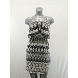 Dex Womens Size XS Dress Black White Pattern Spaghetti Strap Elastic Waist