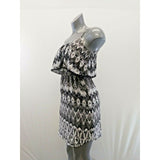 Dex Womens Size XS Dress Black White Pattern Spaghetti Strap Elastic Waist