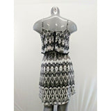 Dex Womens Size XS Dress Black White Pattern Spaghetti Strap Elastic Waist