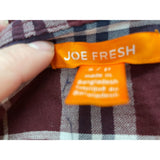 JOE FRESH Women's Button Up Shirt Size Small Burgundy Plaid Long Sleeve Cotton